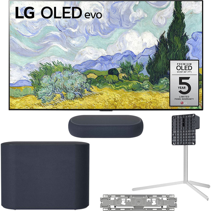 LG OLED55G1PUA 55" G1 Gallery 4K Smart OLED evo TV + QP5 Soundbar + Stand Bundle
