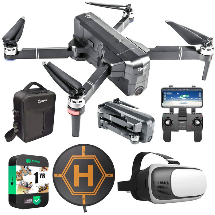 Contixo 4K UHD Foldable RC Quadcopter GPS Drone w/ FPV Camera + Warranty Bundle