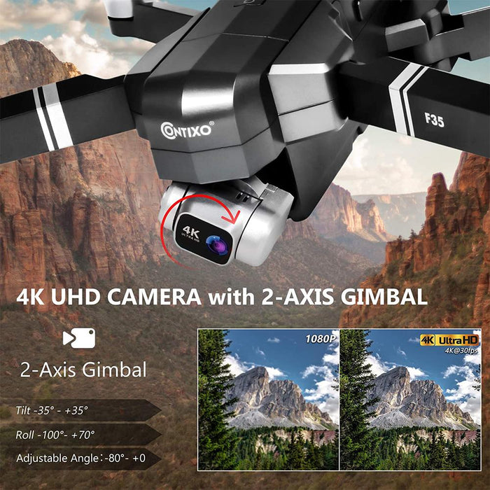 Contixo F35 RC GPS Drone w/ 4K UHD Camera & 2-Axis Gimbal +Warranty Bundle