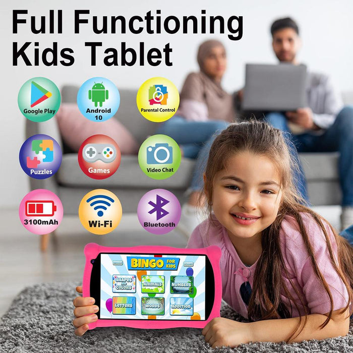 Contixo 7" Kids Tablet, 2GB/16GB, Dual Cameras, Case Pink + 32GB Card & Warranty