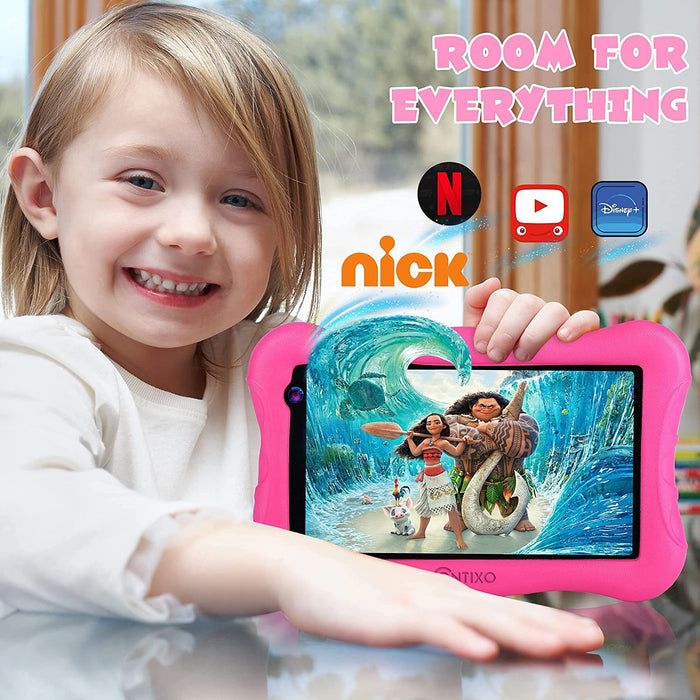 Contixo 7" Kids Tablet, IPS, 2GB/32GB, Dual Cameras with Digital Stylus Pen - Pink