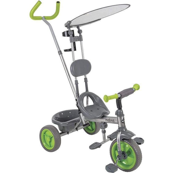 Huffy Malmo 4-in-1 Canopy Tricycle with Push Handle for Kids - 29011 (Green)