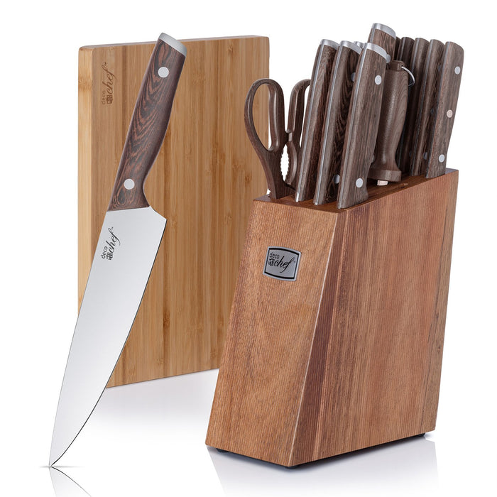Deco Chef 3.7QT Digital Air Fryer + 6 Cooking Presets, Blue + Deco Chef 16-Piece Knife Set