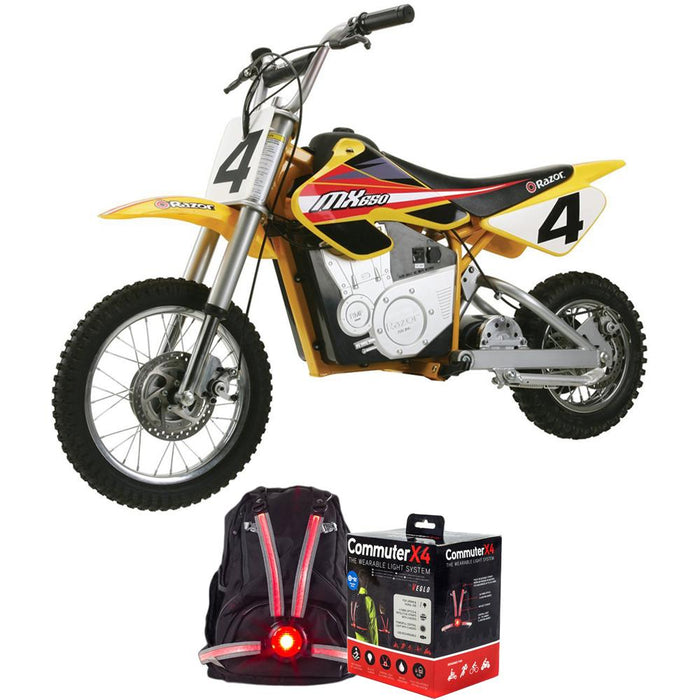 Razor MX650 Dirt Rocket Electric Motocross Bike w/ Veglo Wearable Rear Light System