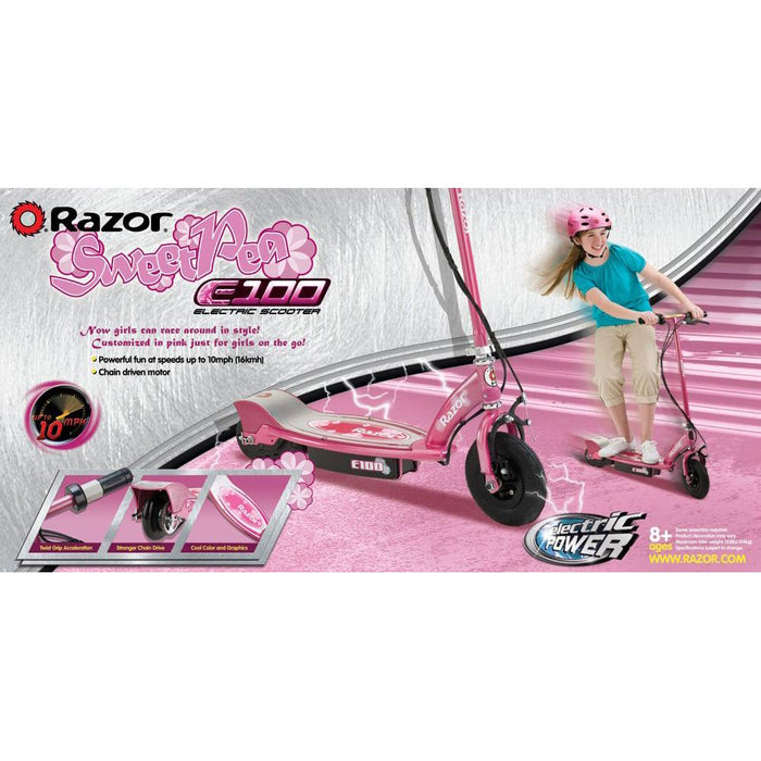Razor 13111263 E100 Electric Scooter, Sweet Pea w/ Veglo Wearable Rear Light System