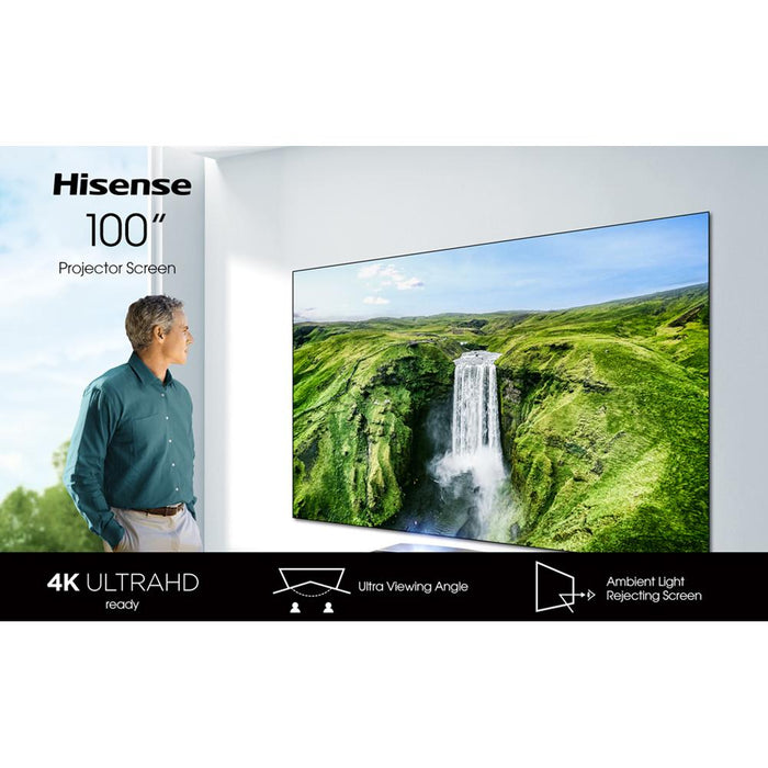 Hisense F100W 100" ALR Display Screen, 4K Ultra HD Ready, Ultra Viewing Angle