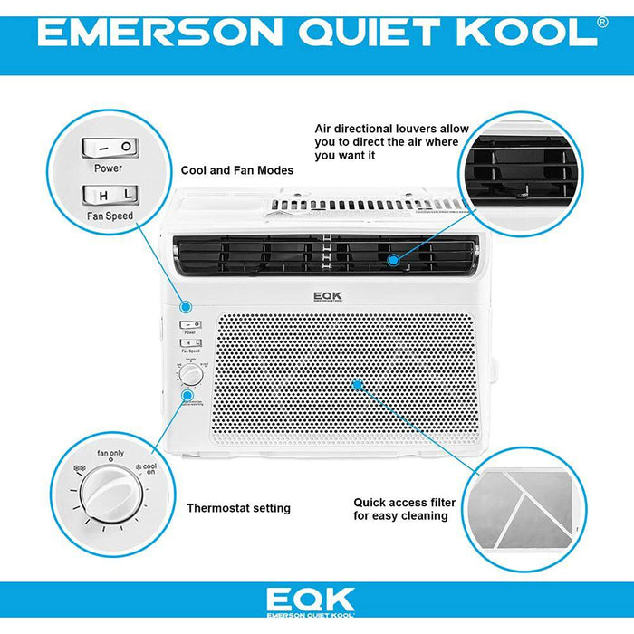 Emerson Quiet Kool EARC5MD1H 5,000 BTU 115V Window Air Conditioner, White