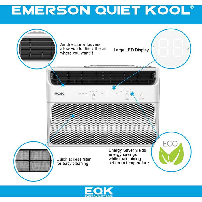 Emerson Quiet Kool EARC6RE1H 6,000 BTU 115V Window Air Conditioner, White