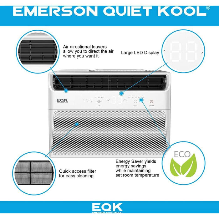 Emerson Quiet Kool EARE8RD1 8,000 BTU 115V Window Air Conditioner and Heater, White