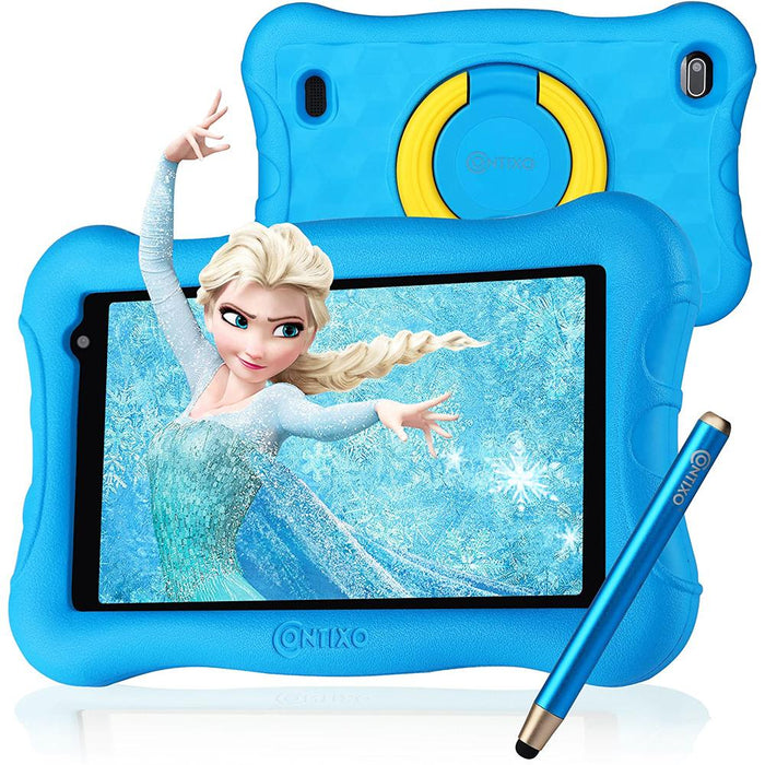 Contixo V10+ 7" Kids Tablet, IPS, 2GB/32GB w/ Stylus Pen - Blue w/ Warranty Bundle