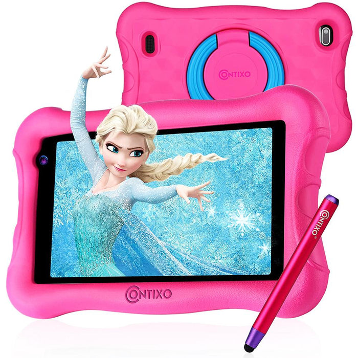 Contixo V10+ 7" Kids Tablet, IPS, 2GB/32GB, w/ Stylus Pen - Pink w/ Warranty Bundle