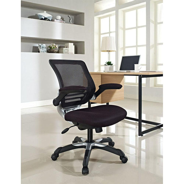 Modway Edge Office Desk Chair With Flip-Up Arms Black Mesh 2 Pack