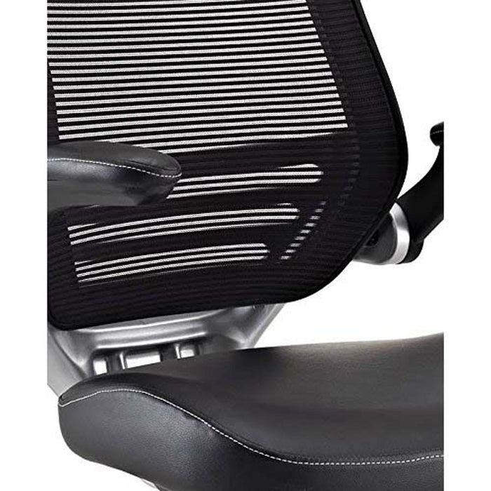 Modway Edge Office Desk Chair With Flip-Up Arms Black Mesh/Vinyl 2 Pack