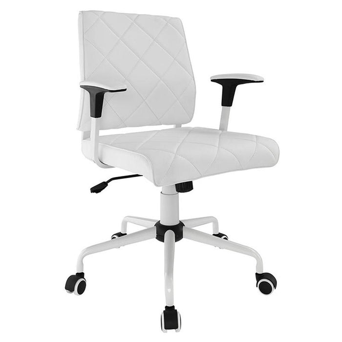 Modway Lattice Vinyl Office Chair in White 2 Pack