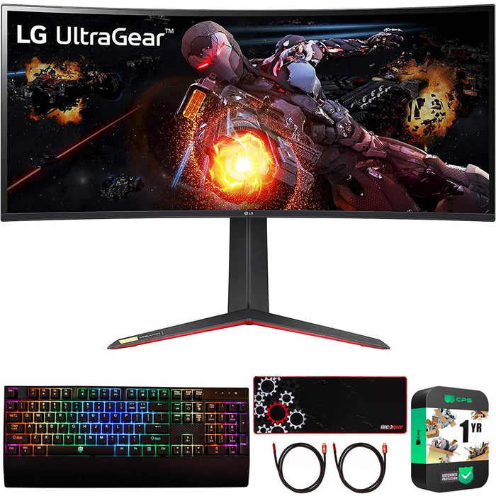 LG 34" UltraGear QHD Nano IPS Curved Gaming Monitor w/ Deco Accessories Bundle