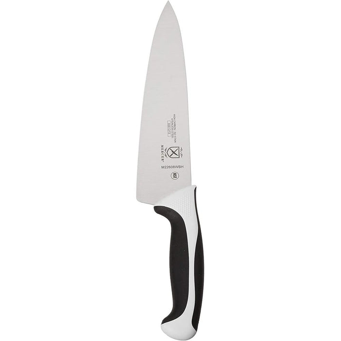 Mercer Culinary Millennia 8-Piece Knife Roll Set, White w/ Knife Sharpener +Gloves
