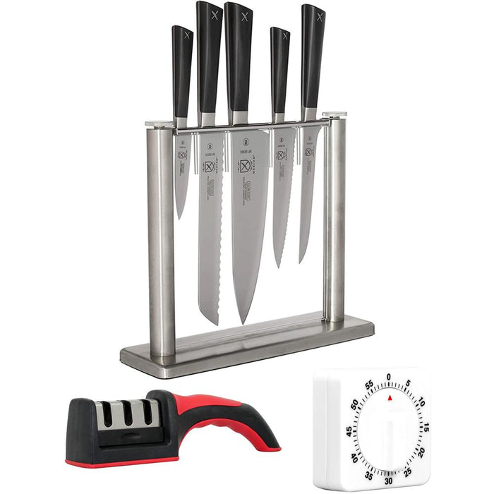 Mercer Culinary Zum 6pc Forged Stainless Steel Knife Block Set w/ Deco Accessories Bundle