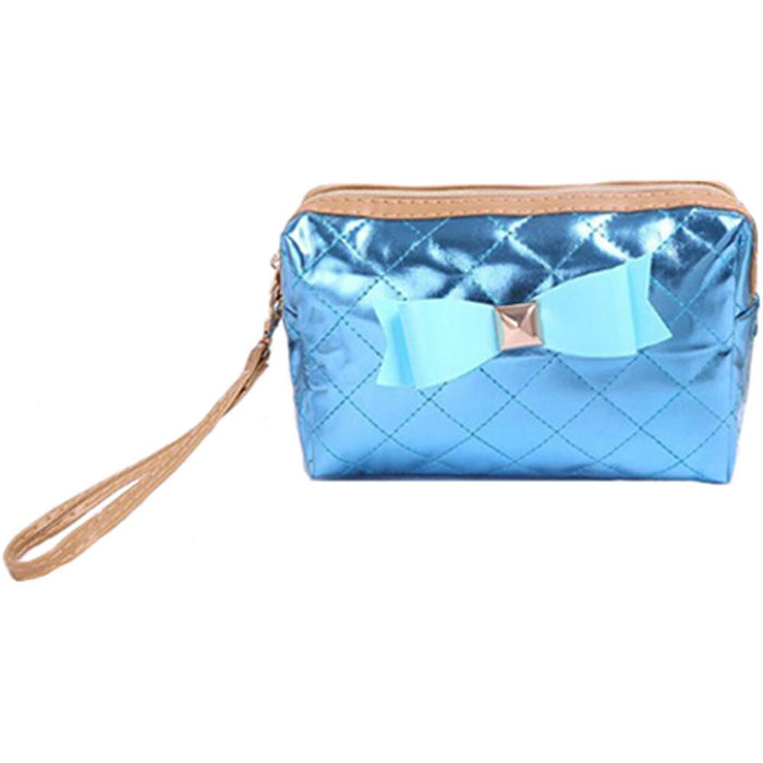 Glambag Bow Diva Designer-inspired Quilted Metallic Case - Blue