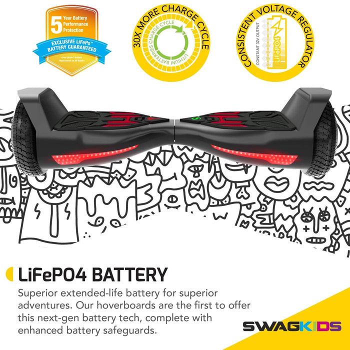 Swagtron Swagboard Twist T580 Kids and Teens LED Hoverboard - Black