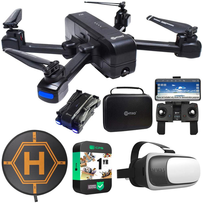 Contixo F22 Foldable Quadcopter Drone, 1080p Camera w/ Accessories + Warranty Bundle