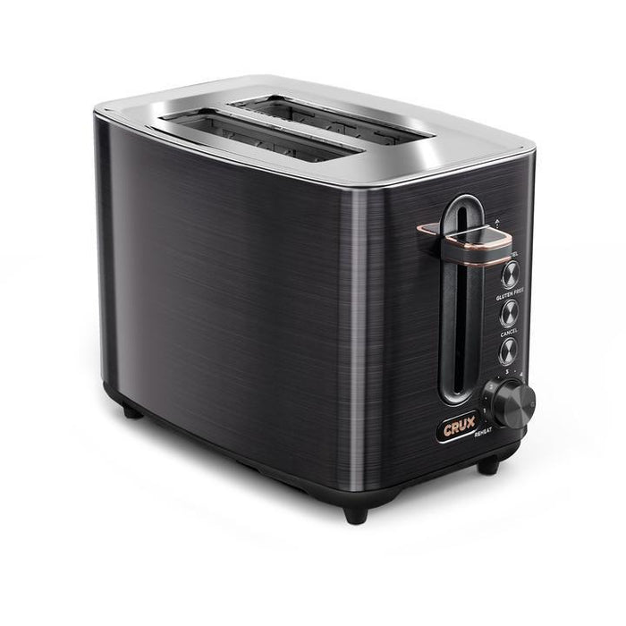 CRUX 2-Slice Toaster with 6-Setting Shade Control, 14806 (Black Stainless Steel)