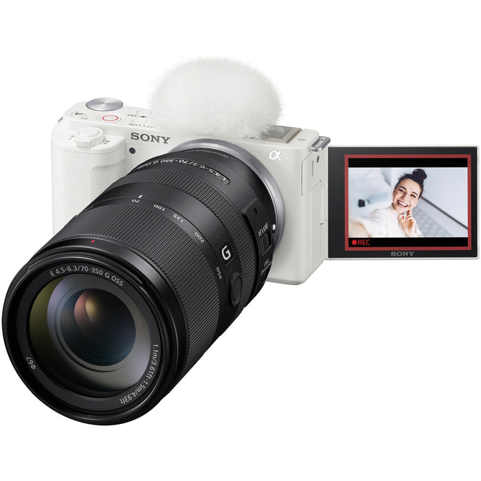 Sony ZV-E10 Mirrorless APS-C Vlog Camera Body + 70-350mm G OSS Lens White Bundle