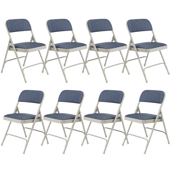 National Public Seating Fabric Upholstered Folding Chair Pack of 8 Blue/Grey