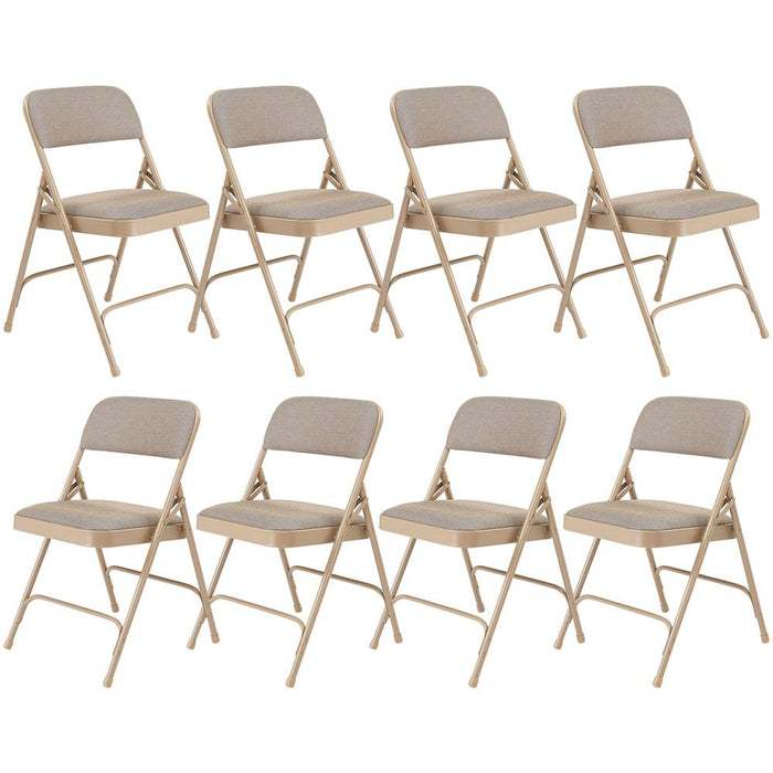 National Public Seating Fabric Upholstered Folding Chair Pack of 8 Cafe Beige