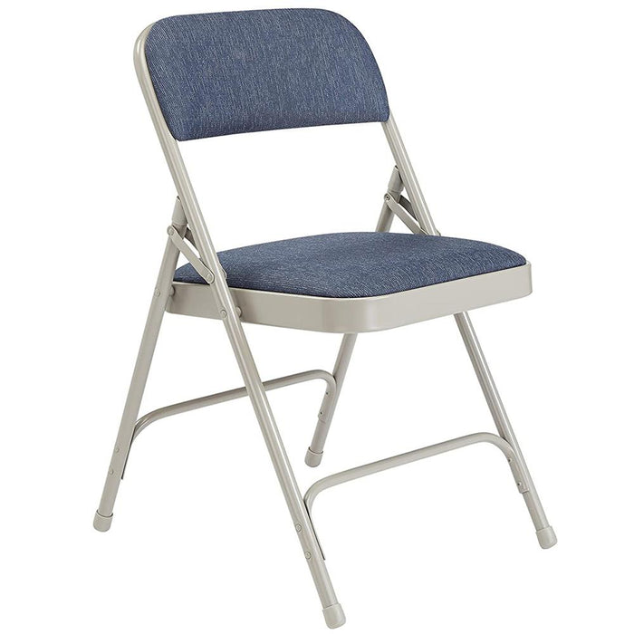 National Public Seating Fabric Upholstered Folding Chair Pack of 12 Blue/Grey