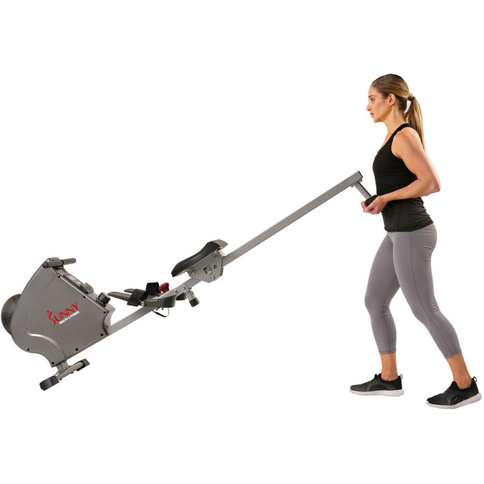 Sunny Health and Fitness Magnetic Rowing Machine SF-RW5856 + Earbud Bundle