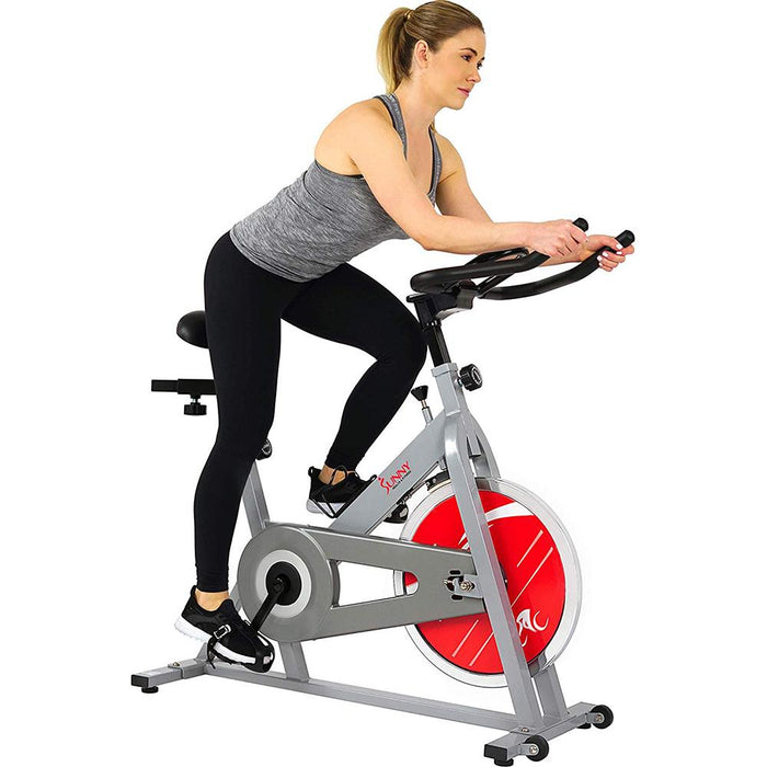 Sunny Health and Fitness Chain Drive Indoor Cycling Bike SF-B1001S + Fitness Bundle