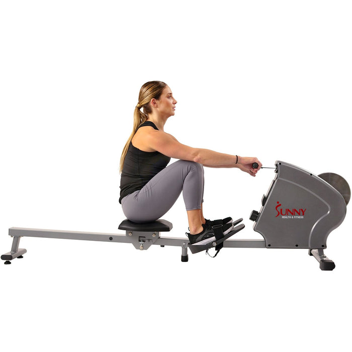 Sunny Health and Fitness Magnetic Rowing Machine SF-RW5856 + Fitness Bundle