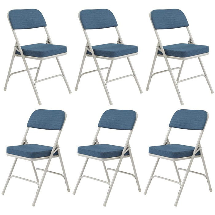 National Public Seating 2" Vinyl Upholstered Folding Chair Set of 6, Royal Blue