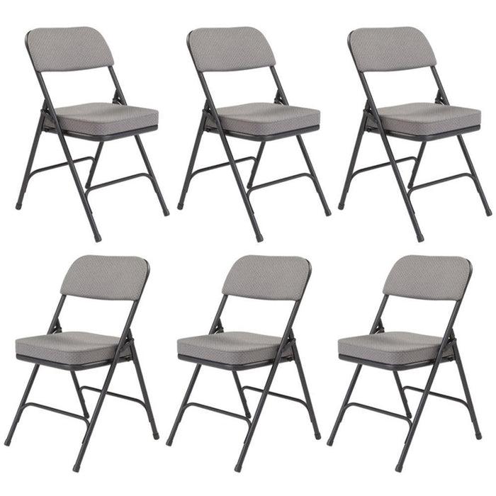 National Public Seating 2" Vinyl Upholstered Folding Chair Set of 6, Charcoal Grey