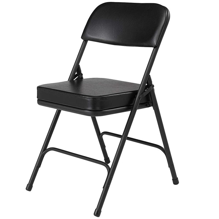National Public Seating 2" Vinyl Upholstered Folding Chair Set of 4 Black