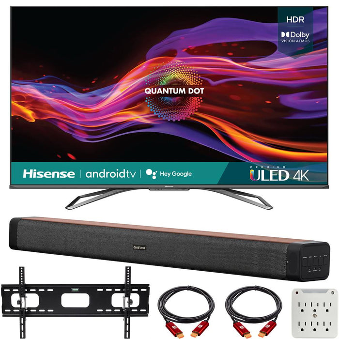 Hisense 65 Inch U8G 4K ULED Quantum HDR Smart TV with Deco Home 60W Soundbar Bundle