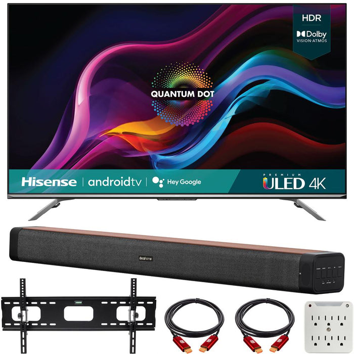 Hisense 75 Inch U7G 4K ULED Quantum HDR Smart TV with Deco Home 60W Soundbar Bundle