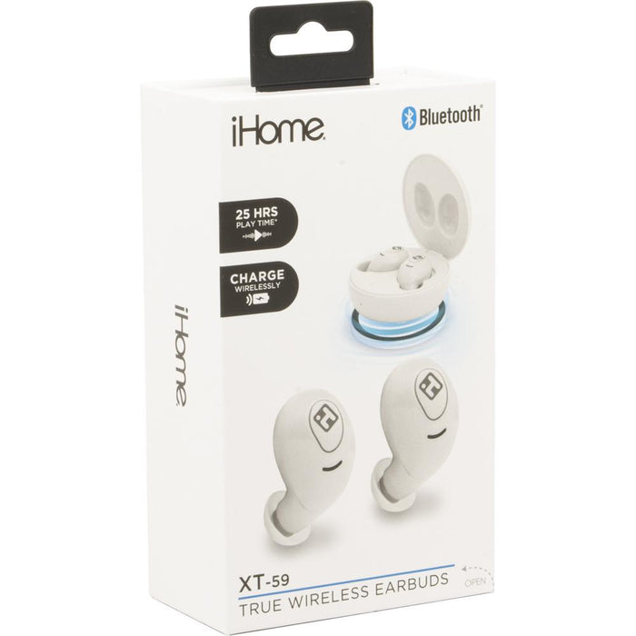 iHome XT-59 True Wireless Earbuds, White HM-AU-BE-200-WT - Open Box