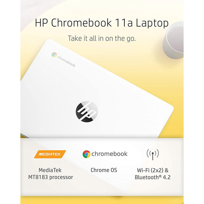 Hewlett Packard 11a Chromebook MT8183, 11.6", 32GB eMMC, 4GB DDR4 RAM - 1F6F6UA#ABA (Snow White)