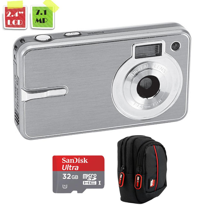 Vivitar Vivicam V7690 7.1 MP 2.4" LCD Digital Camera+ 32GB Memory Card + Deco Bag