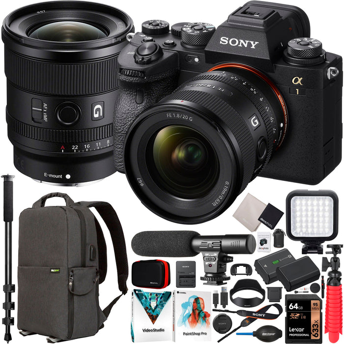 Sony Alpha 1 Full Frame Mirrorless Camera Body +20mm F1.8 G Lens SEL20F18G Kit Bundle