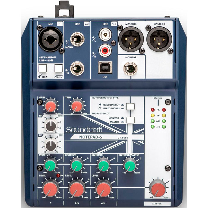 Soundcraft Notepad 5-Channel SFF Analog Mixing Console, USB I/O, Ducking - 5085980US