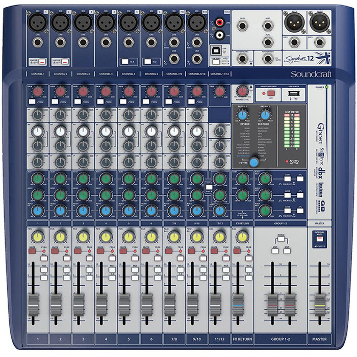 Soundcraft Signature 12 Mixer/Recording Interface, 12 Channels, USB I/O - 5049555