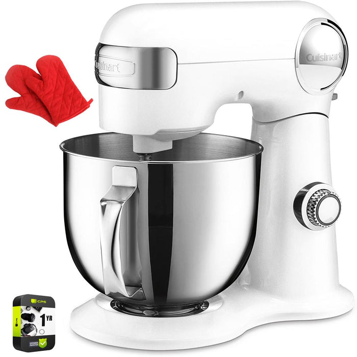 Cuisinart 5.5-Quart Stand Mixer White Linen with Oven Mitt and Extended Warranty