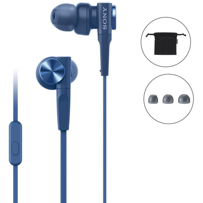 Sony MDR-X55AP In-ear Headphones, Extra Bass, Microphone - Blue (MDRXB55AP/L)