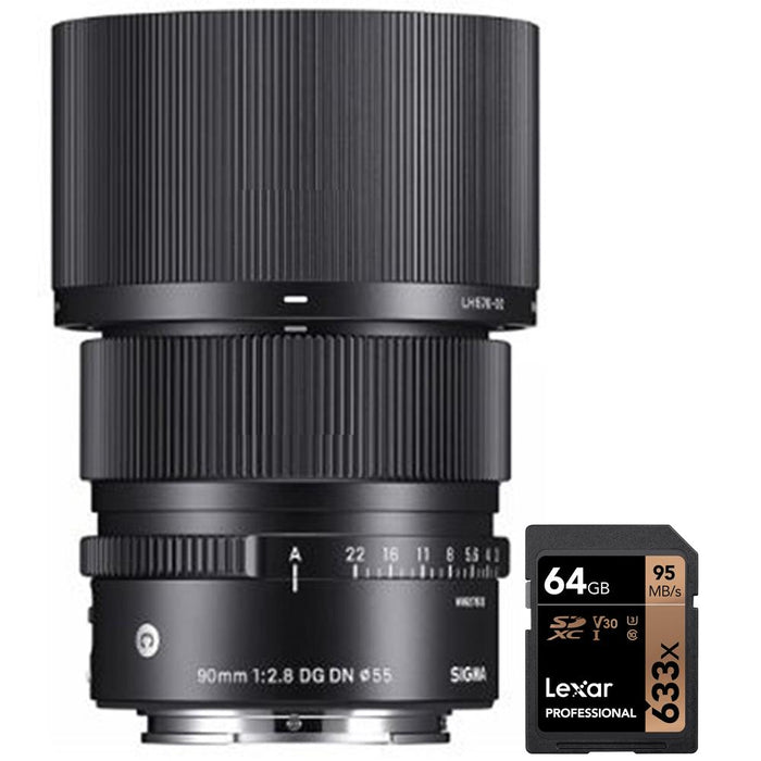 Sigma I-Series 90mm f/2.8 DG DN Lens for L-Mount Mirrorless + 64GB Memory Card