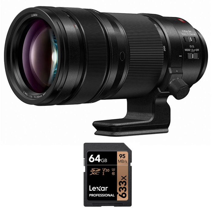 Panasonic LUMIX S PRO 70-200mm F2.8 L Mount Lens with Lexar 64GB Memory Card