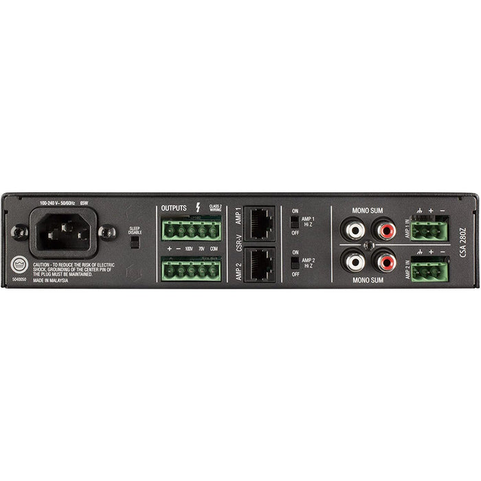 JBL CSA 280Z Commercial-Grade Amplifier, 2 Outputs, Variable Wattage - NCSA280ZUUS