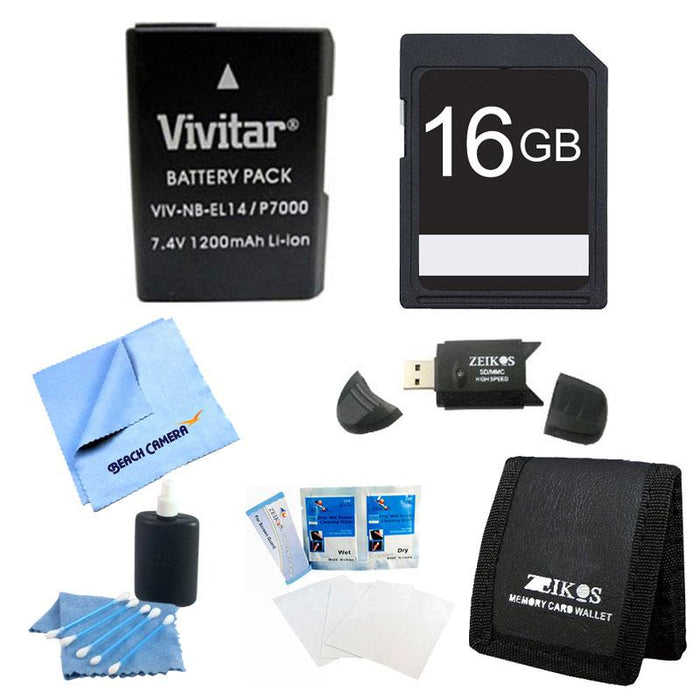 Special 16GB Card and EN-EL14 Value Battery Kit for the Nikon p7000, p7100, d3200, d5200