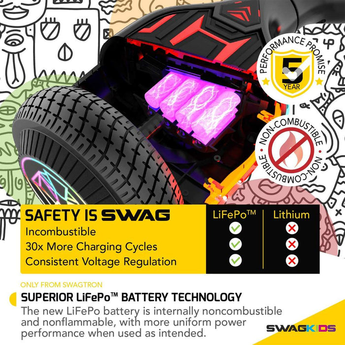 Swagtron Swagboard Twist T580 LED Hoverboard, Black w/ Warranty Bundle